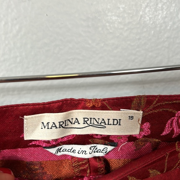 MARINA RINALDI Floral Metallic Jacquard wool acetate Pants in Burgundy waist 30 - Picture 8 of 16